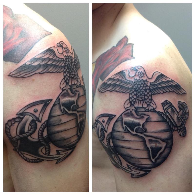 Black and grey eagle globe and anchor usmc tattoo done by DJ    TikTok