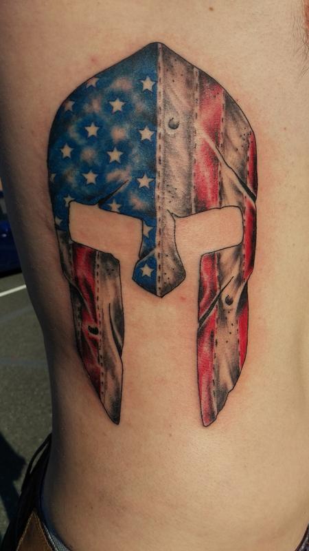 tattoos/ - American flag Spartan helmet - 123819