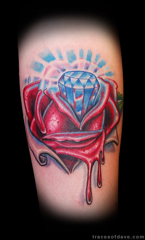 Diamond And Rose Tattoo Drawing