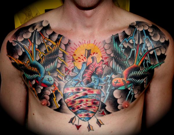 Swallows with wounded heart by Dave Kruseman: TattooNOW