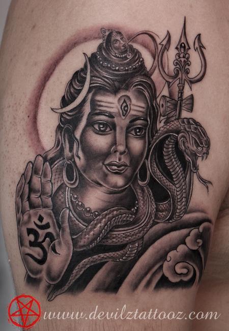 Shiva Hindu God Tattoo On Calf