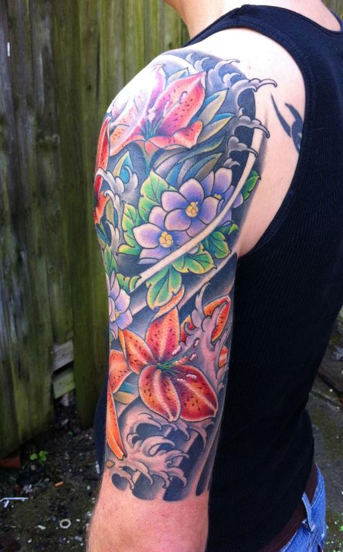 20 Best Flowers Sleeve Tattoo Design Images And Pictures
