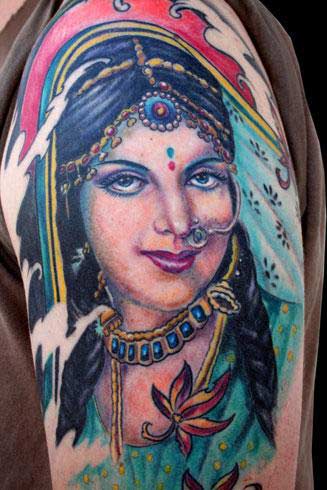 hindu woman tattoo l