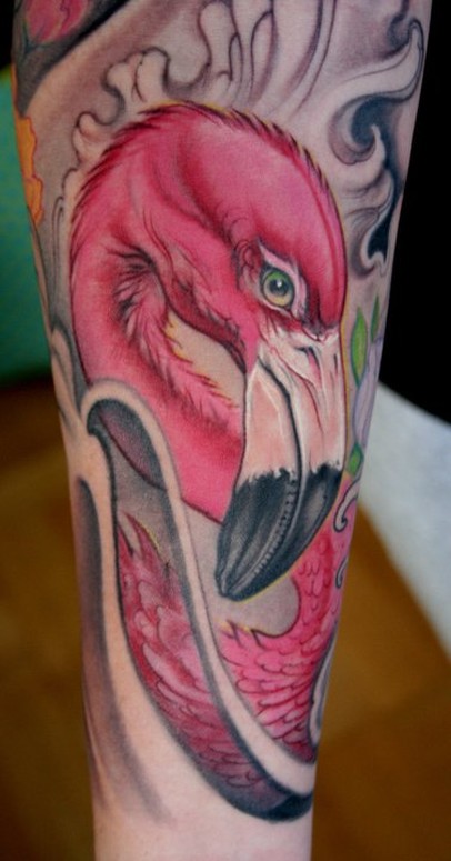 Pink Flamingo Tattoo by Johan Finne TattooNOW