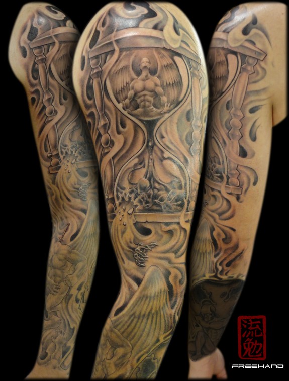 Angel Vs Demon Half Sleeve by Larry Brogan TattooNOW