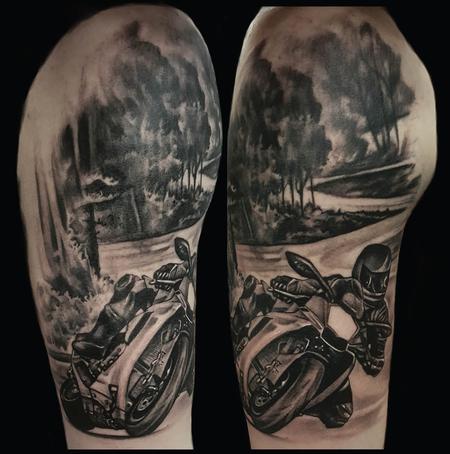 Based on the road not taken. Abstract half sleeve by Nik Lucas Los Angeles  : r/tattoos