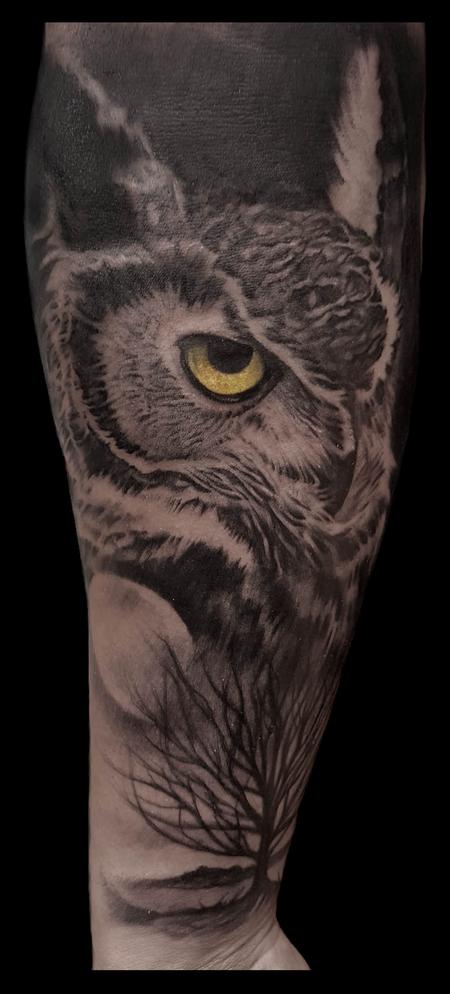 Owl tattoo by Kris Busching  Photo 17126