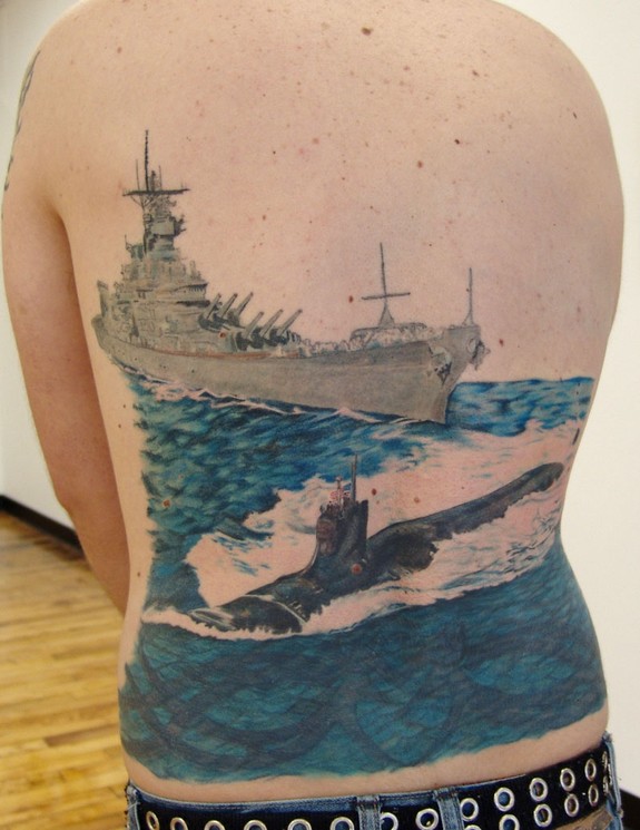 submarine dolphins tattoo
