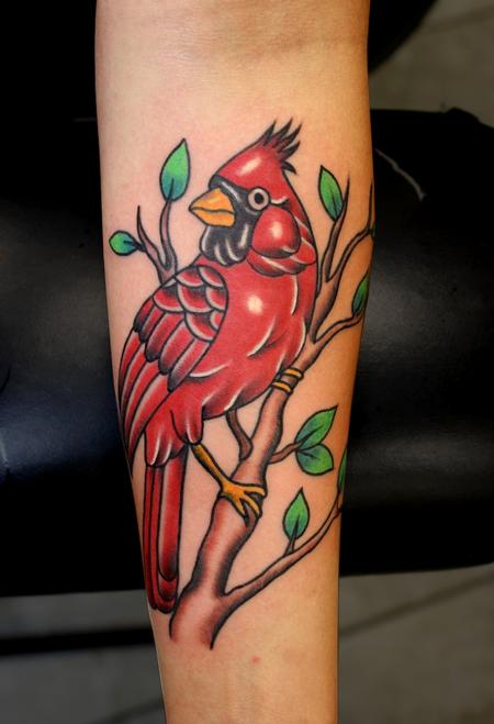 Traditional Cardinal Bird Tattoo by Sethdavidson