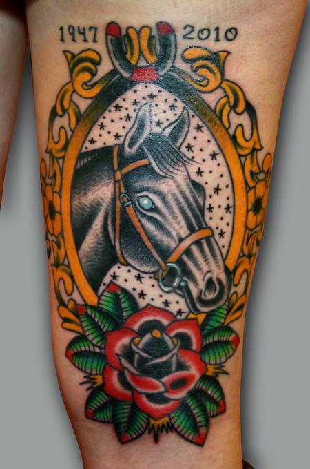 Old School Neck Horse Tattoo by Philip Yarnell
