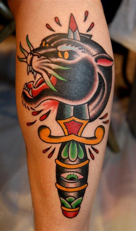 Traditional panther head by Lauren Mcclay tattoo tattootiktok trad   TikTok