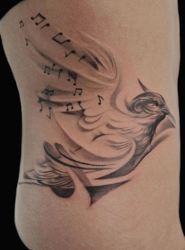 neo traditional songbird tattoo