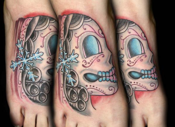 Candyland Sugar Skull Tattoo  Adorable foot tattoo using a   Flickr
