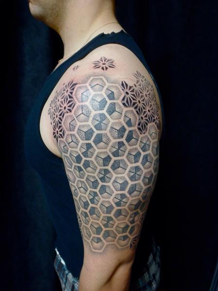 Victorian geometry in teal - a tattoo by Northern Black
