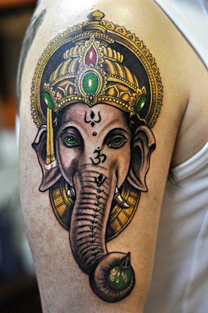 Cute Elephant Tattoo by Katja