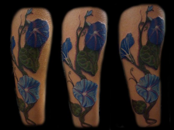 Full color morning glory tattoo by Jesus Sanchez Wylde Sydes Tattoo   YouTube