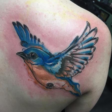 🩵Western Bluebird🩵 s w i p e f o r v i d e o Loved making this tattoo!!!  Thank you so much, Lindsay!!!! Done @companiontattoo . ... | Instagram