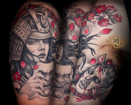 Ready for a fainfull day. Samurai girl, full back tattoo @… | Flickr