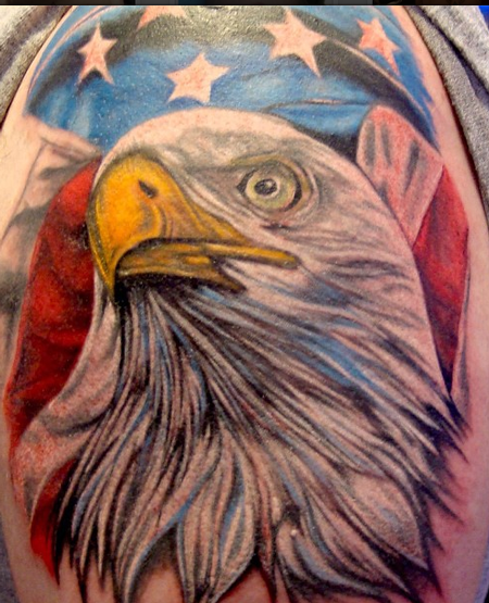 Right Shoulder American Eagle Tattoo - Veteran Ink