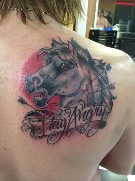 Awful horse tattoo fat chest - Lazer Horse