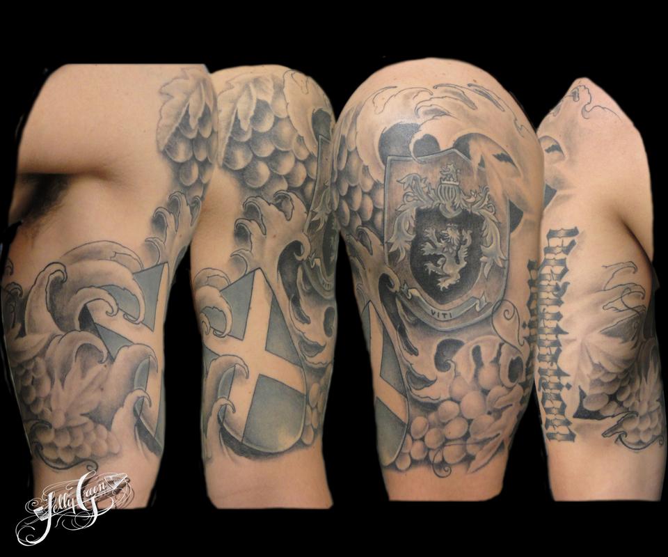 family crest 12 sleeve by Kelly Green TattooNOW