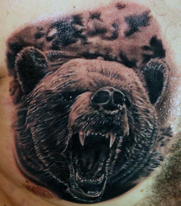 Bear Face Tattoo On Chest  Tattoo Designs Tattoo Pictures