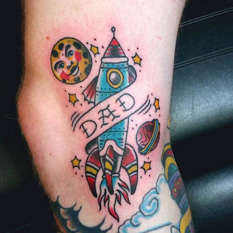 Traditional Space Ship by Leif Hansen TattooNOW