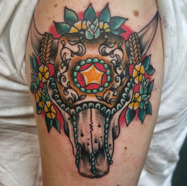 traditional bull tattoos