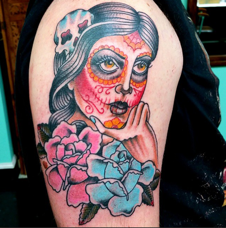 Tattoo uploaded by Lisa Petersen • Lady skull by Jagood #Jagood  #JagoodTattoo #watercolor #warsaw #polishartist #skull #bow #santamuerte •  Tattoodo