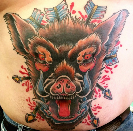 Small outline pig tattoo - Tattoogrid.net