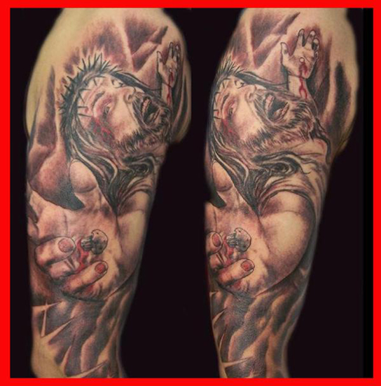 Jesus Suffering on The Cross by Darrin White TattooNOW