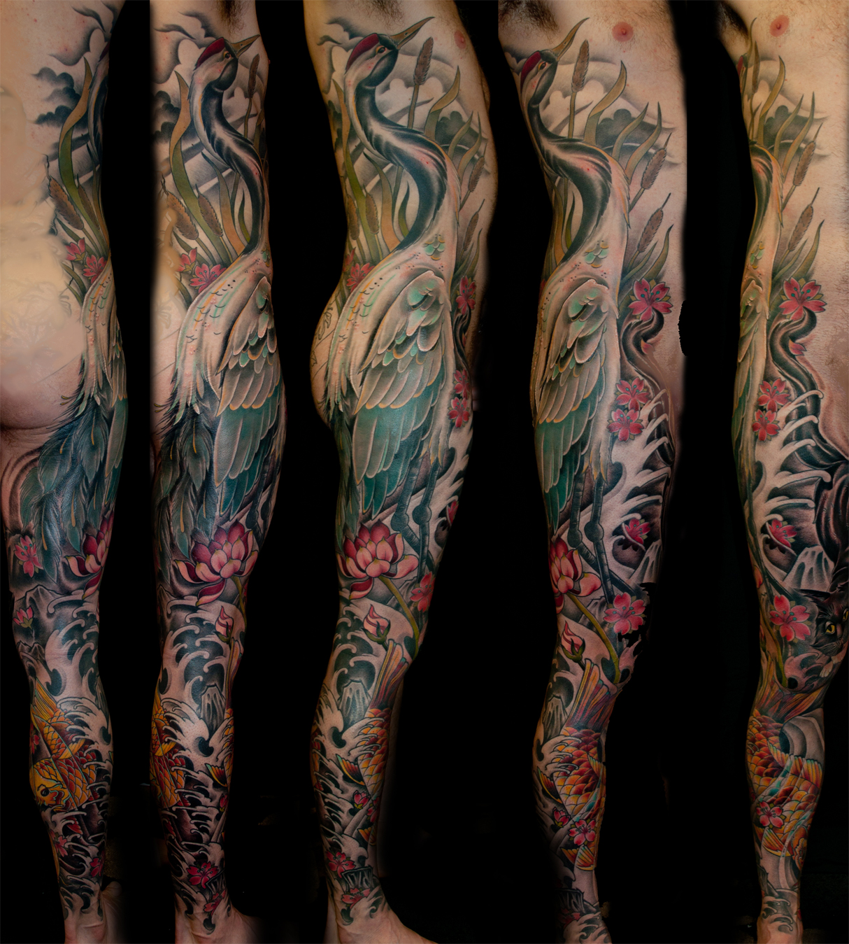 koi fish leg sleeve tattoos