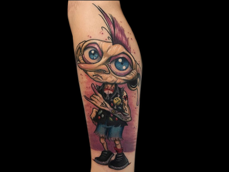 Tony Gaul traditional punk rock cat portrait by Holly Azzara: TattooNOW