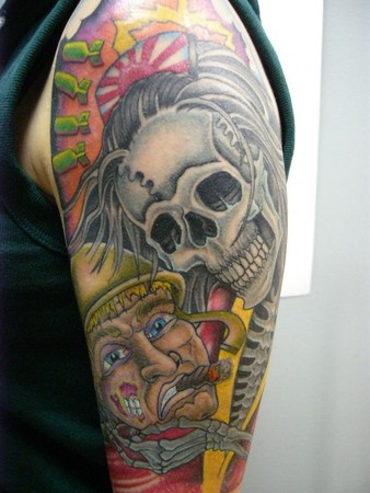 Skeleton with Head Tattoo by Chip Harris: TattooNOW