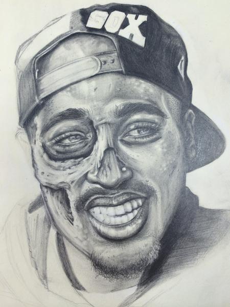 Art Galleries - Zombie Tupac in graphite  - 100861