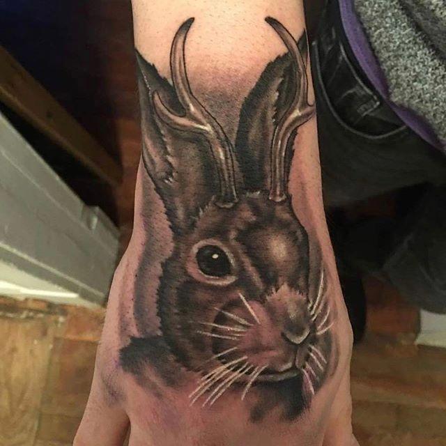 Black and Grey Jack Rabbit by Lyndon Lapp TattooNOW