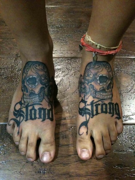 Sugar Skull Foot Tattoo by George Perham TattooNOW