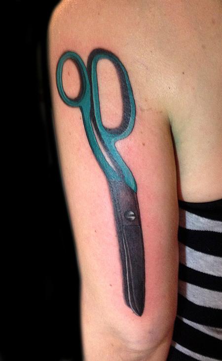 Fine line style scissors on the left side ribcage.... - Official Tumblr  page for Tattoofilter for Men and Women