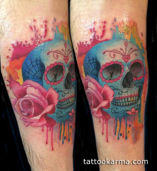 TATTOOSORG  Watercolor Skull Tattoo Artist Gabriella