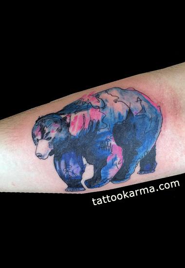 Studio 13 Tattoos and Piercings  Watercolor bear and cub from today By  Samuel Mccoo  Facebook