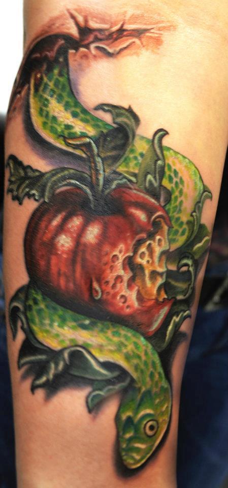 Snake & Apple — Jeff P. does tattoos