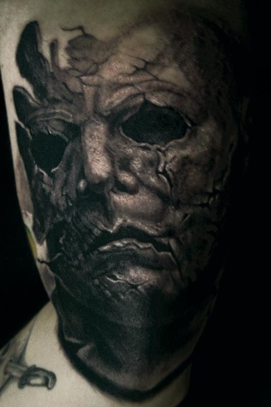 Traditional Michael Myers tattoos can look really scary