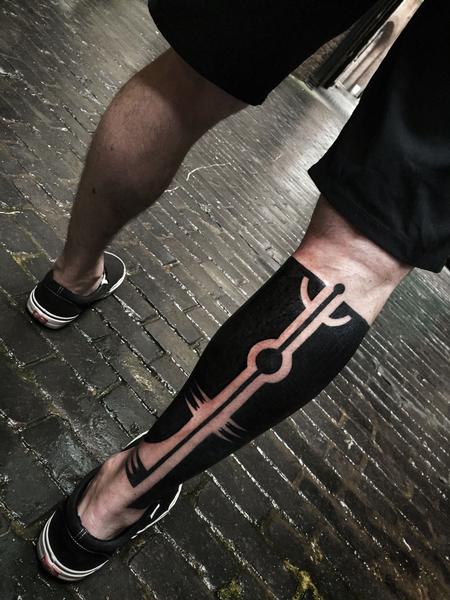 tattoos/ - Blackwork Calf Tattoo - 115372