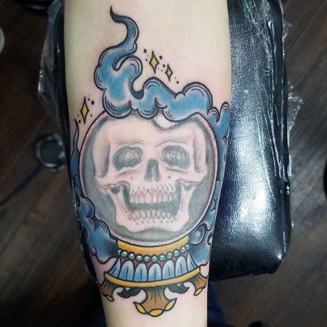 Traditional Crystal Ball by Caleb Stone TattooNOW