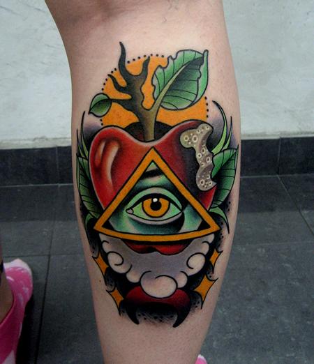 conspiracy apple tattoo by Jonathan Montalvo: TattooNOW