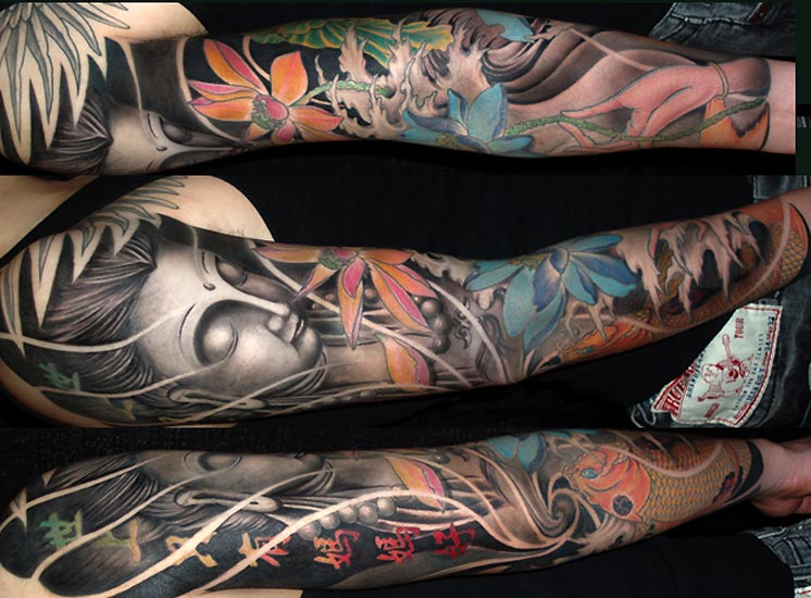 Koi sleeve tattoo done by Jess Yen aka Horiyen BEYOND gorgeous  Sleeve  tattoos Japanese sleeve tattoos Full sleeve tattoos