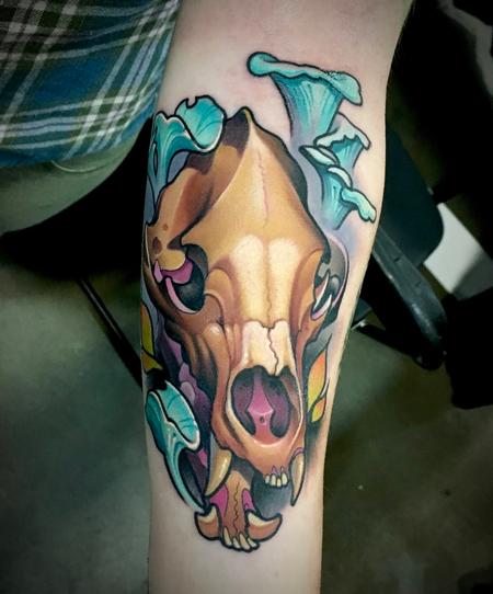 tattoos/ - animal skull and mushroom color neo trad tattoo  - 141120