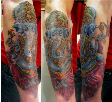 Lena Headey Ganesha, Goddess Upper Arm Tattoo | Steal Her Style