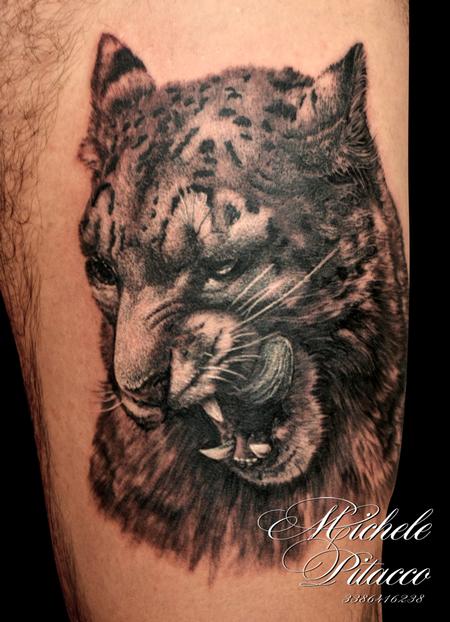 Jaguar Tattoo -Time Lapse and Real Time , Black and Grey Tattoo ,Realistic  Animal Tattoo on the Leg - YouTube