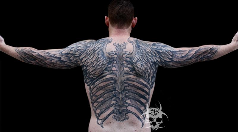 skeleton wing tattoos